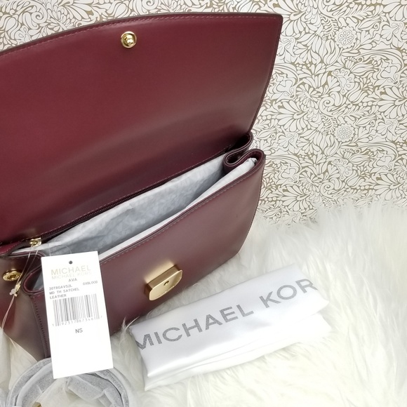 ava medium leather satchel oxblood